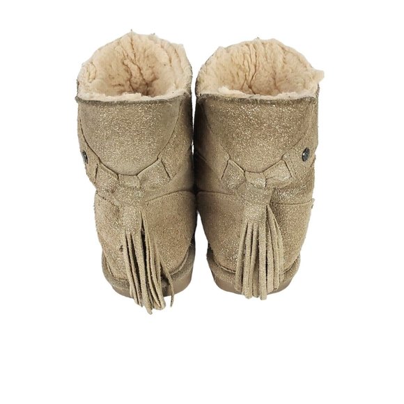 Bearpaw Youth Sz 4 Sparkle Suede Boots Wool Blend & Sheepskin Sherpa Lined XLNT - Picture 9 of 9